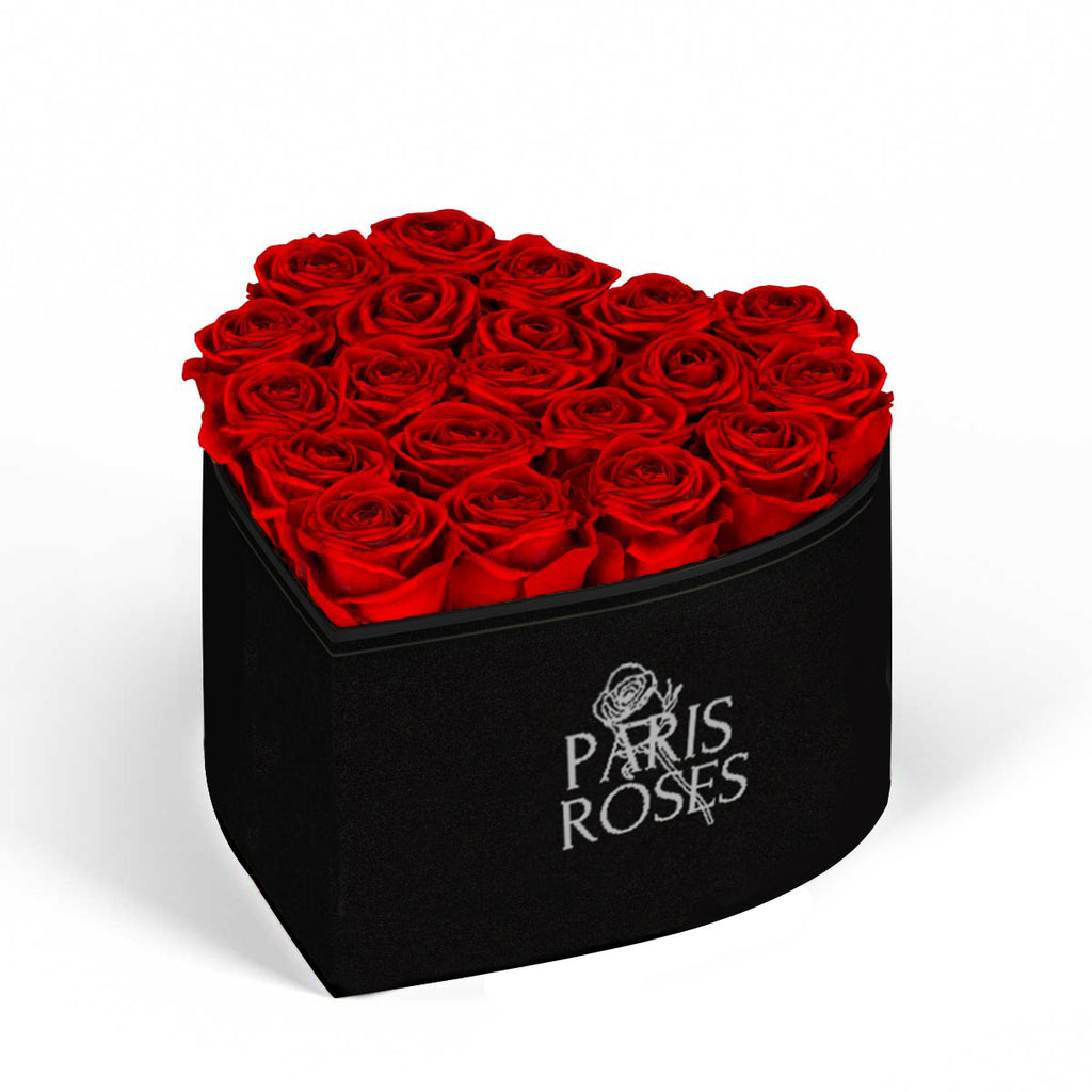 Roses éternelles- Boite de 16 roses en forme de cœur